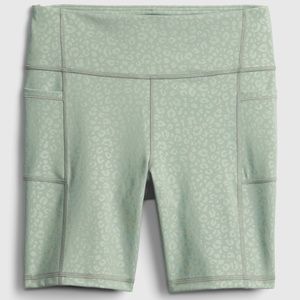 Soft green leopard animal print blackout legging bike shorts Gap gapfit